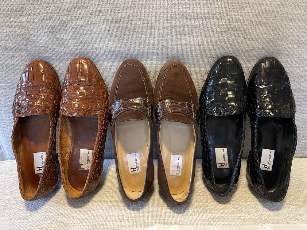 Moreschi Italy Men’s Loafers Lot 3 Sz 8.5EU 9.5US Suede Crocodile Woven Leathe